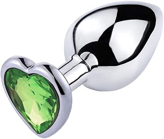Hearty Metal Butt Plug Small Silver with Color Crystal - Assorted Colors - Image 5