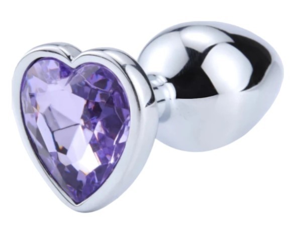Hearty Metal Butt Plug Small Silver with Color Crystal - Assorted Colors - Image 4