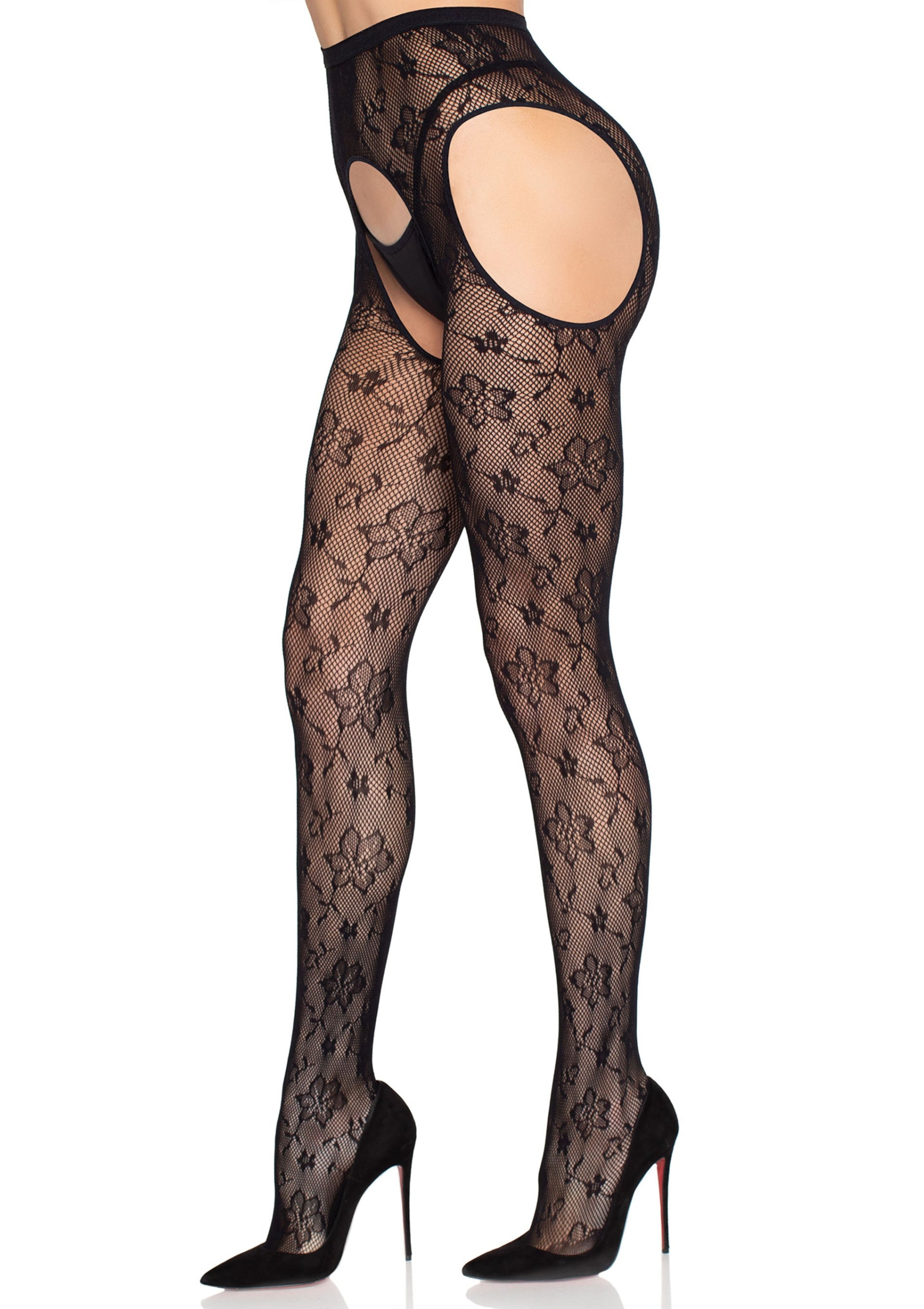 Leg Avenue-Bloom Net Suspender Tights - Image 3