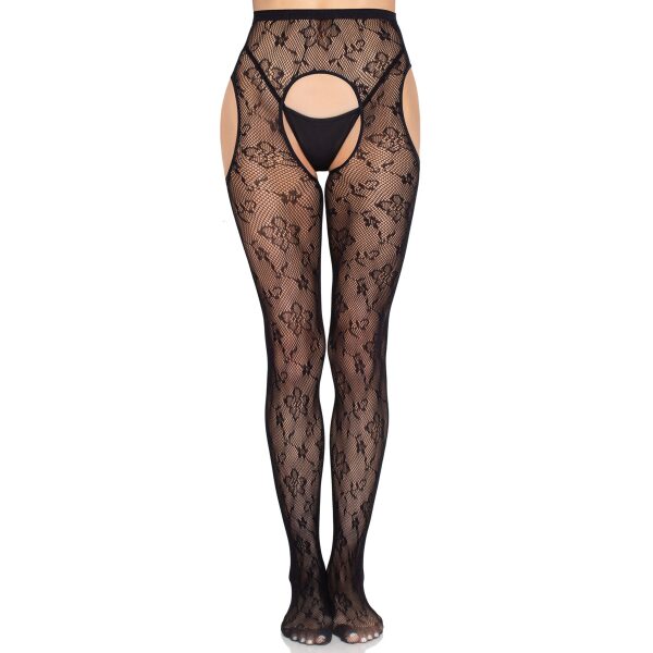 Leg Avenue-Bloom Net Suspender Tights
